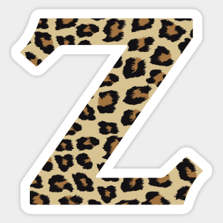 Letter Z Leopard Cheetah Monogram Initial Sticker